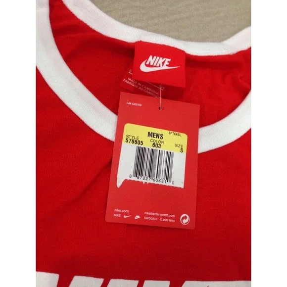 Nike Ace Logo Red Tank Top Unwashed The Rock Pain & Gain Movie Small